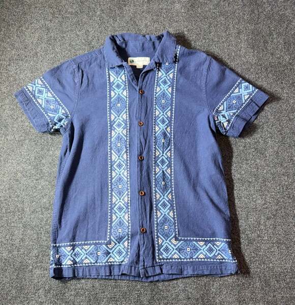 Aeropostale Other - Aeropostale Short Sleeve Guayabera Shirt Size S Blue